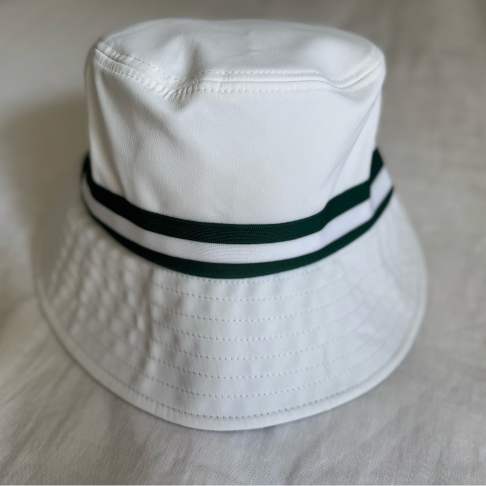 PING Classic White Bucket Hat with Green Stripes - Preppy Cool Girl